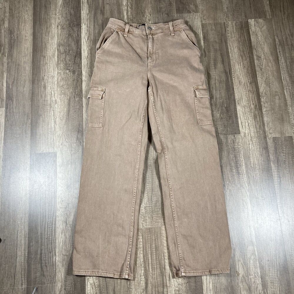 Hollister Womens Ultra High-Rise Dad Jeans Brown 0R W25 L30 Cargo Gorp Street